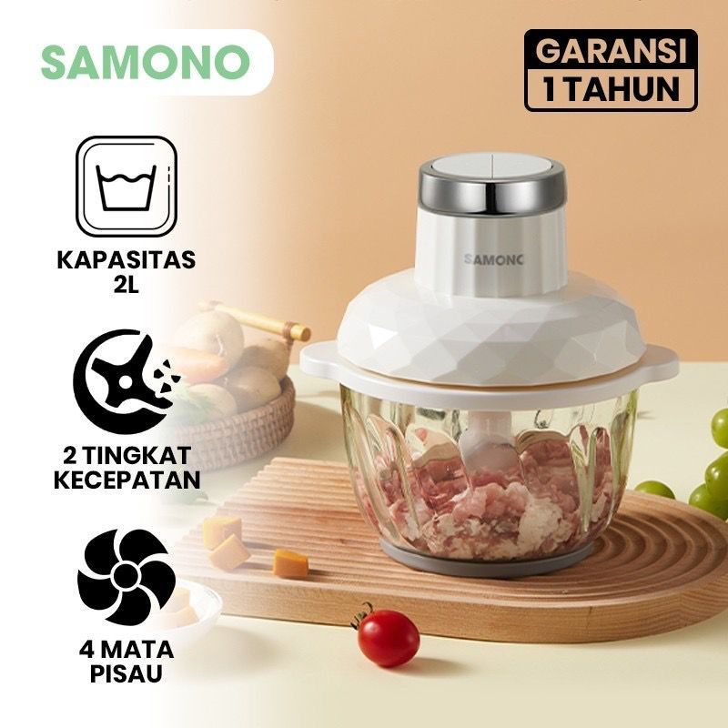 SAMONO Food Chopper Kaca 2L Food Processor Multifungsi