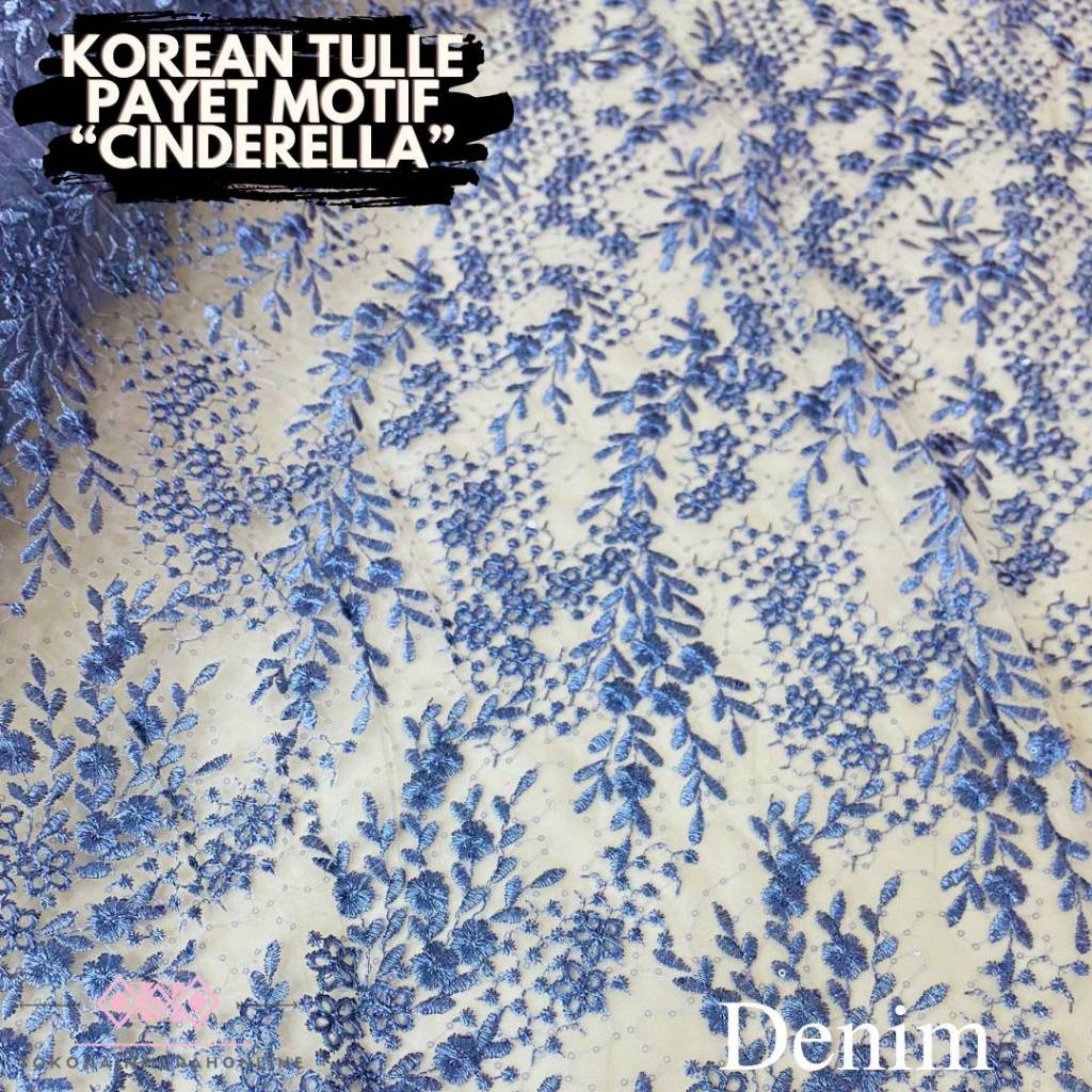 Kain Kebaya Tille Brokat Korea Full Payet TEBAL Motif CINDERELLA NEW 2024 Bordir Full Super Premium