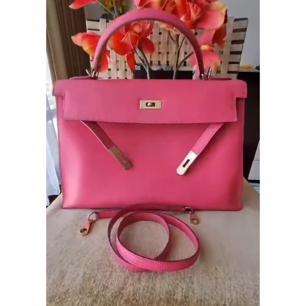 Tas wanita preloved branded Hermes, kulit lentur mulus