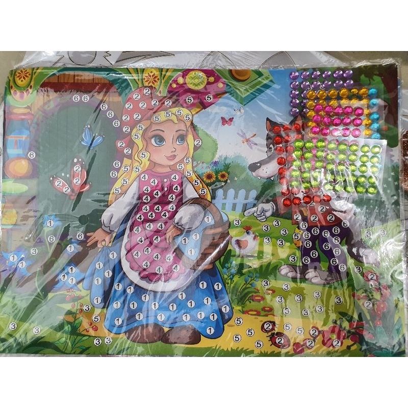 Mainan DIY anak stiker menempel manik manik unik 2 motif