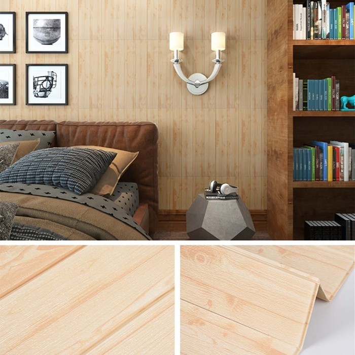 Wallpaper Dinding 3D Wallpaper Dinding Foam Wallfoam Motif Kayu