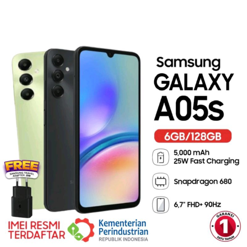 SAMSUNG GALAXY A05S RAM 6+6/128GB GARANSI RESMI 12 BULAN SAMSUNG