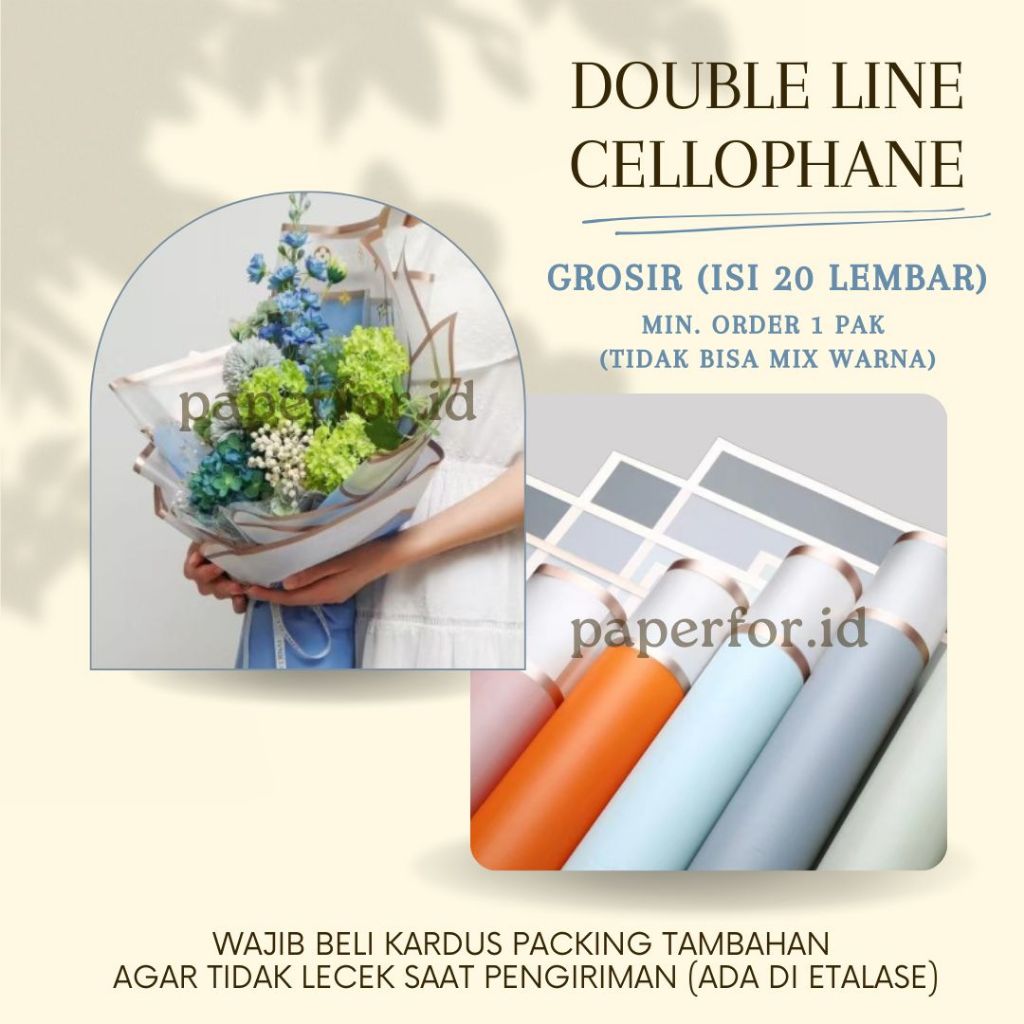 

GROSIR Kertas buket Bunga Cellophane DOUBLE FRAME isi 20 lembar