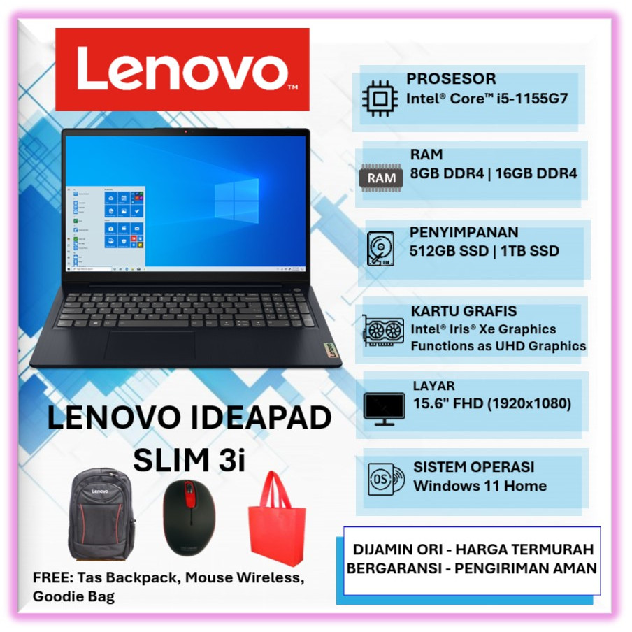 Lenovo Ideapad Slim 3i intel core i5 16GB 512GB SSD 15 inch Full HD