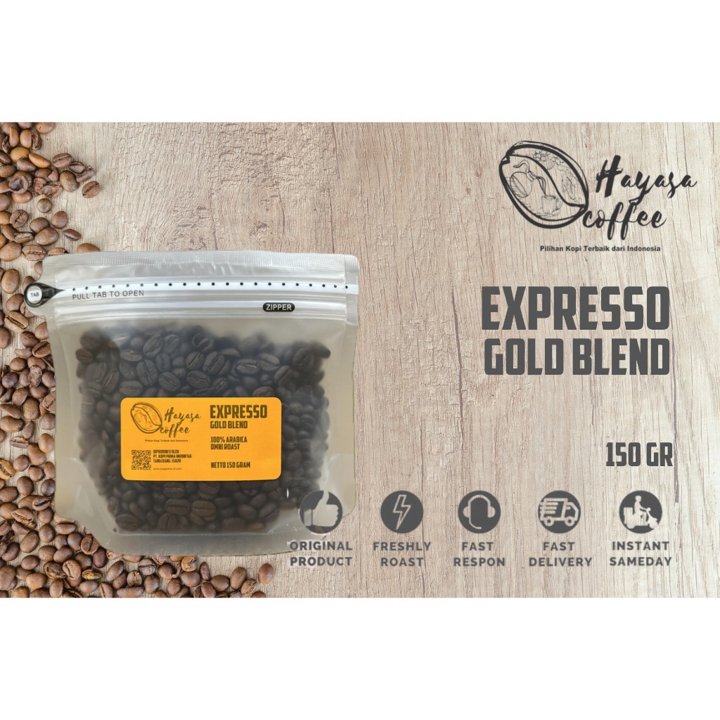 

Kopi Hayasa Expresso Gold Blend 100% Arabika - 150Gr