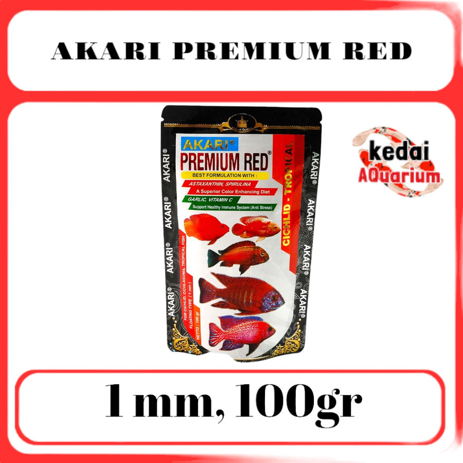 Pelet Cichild Akari Premium Red 1mm 100gr / Pakan Ikan Hias Cichild