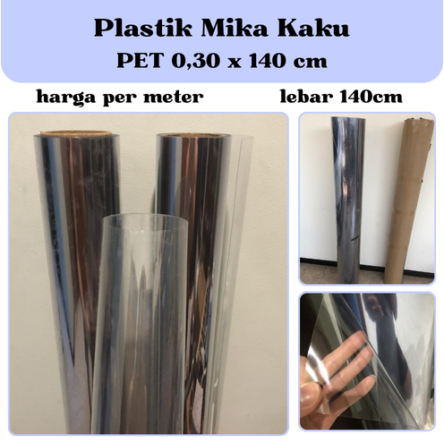 

Plastik Mika Kaku Meteran (0.30mm x 140cm) untuk Tutup Seserahan Bening Pernikahan / Hantaran Bening Rigid PET