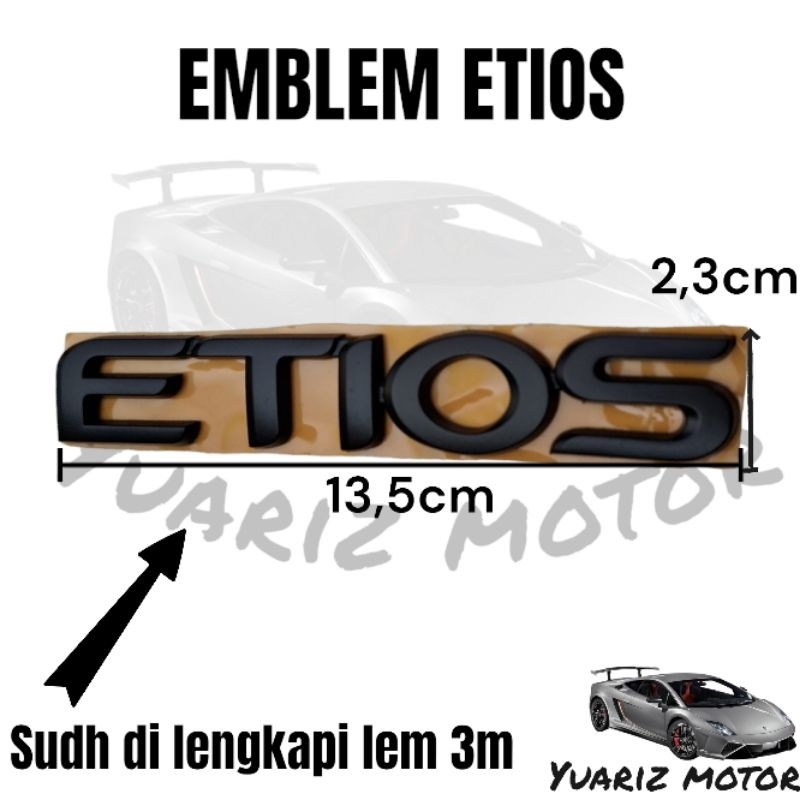 Emblem Tulisan Etios hitam Doff original toyota logo Emblem Tulisan Etios original toyota
