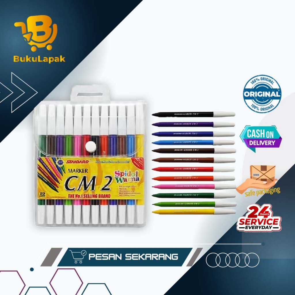 

Standard Coloring Marker - CM 2 Mix 12 Color ( Spidol Isi 12 pcs Warna Warni )