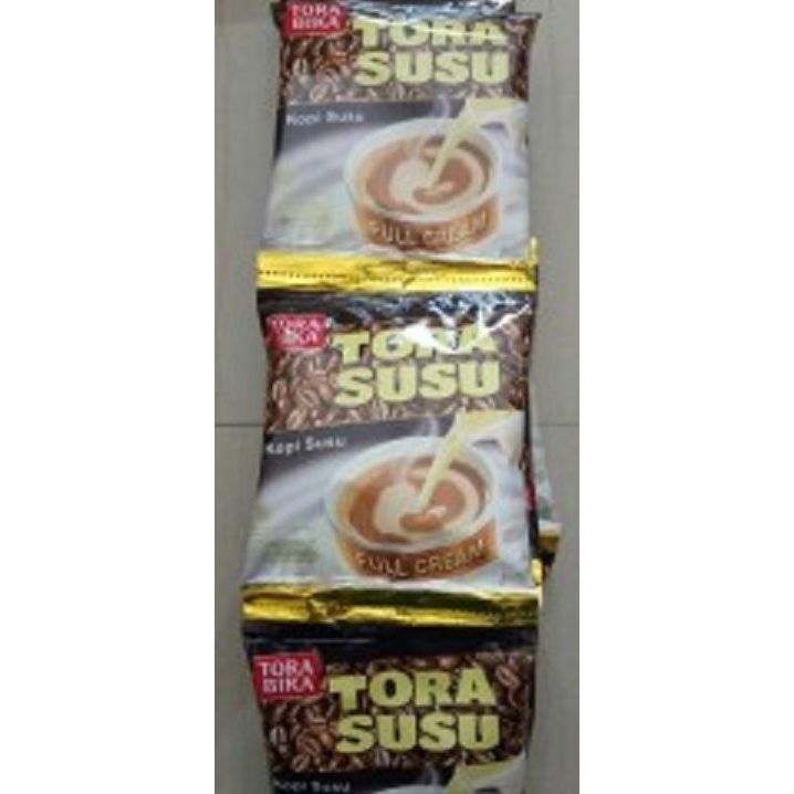 

ToraBika / Kopi Tora Bika Susu Full Cream 1 Renceng isi 10 Sachet 26gr