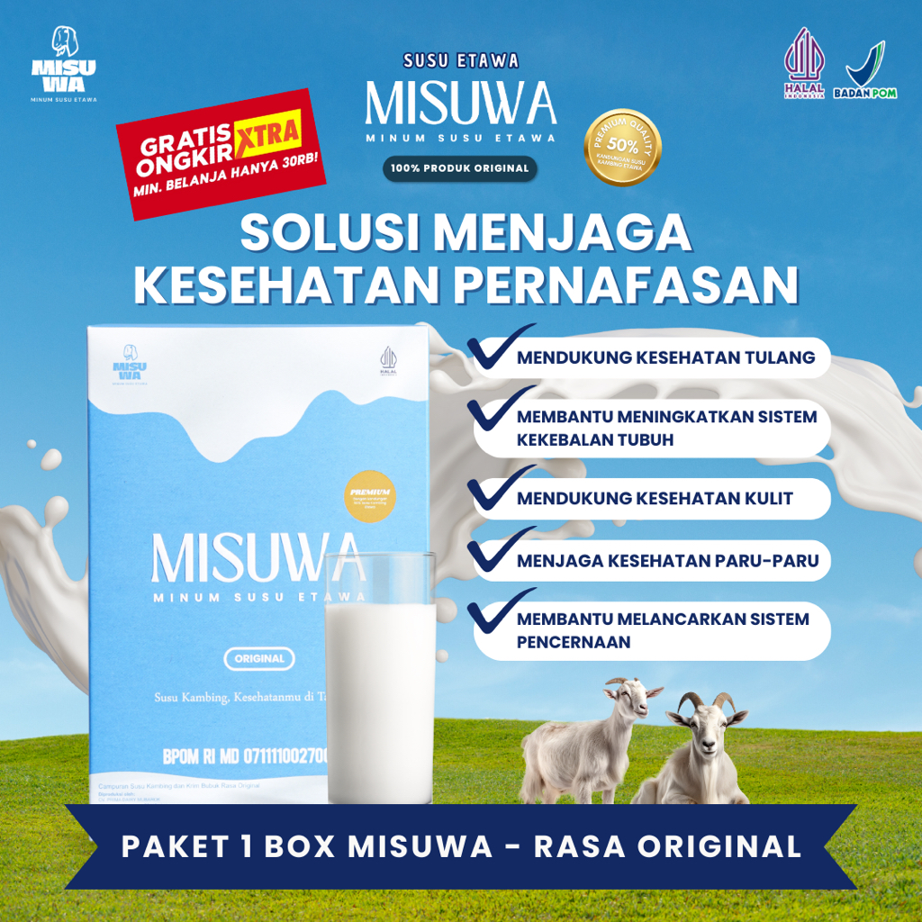 

Susu Kambing Etawa Bubuk Rasa ORIGINAL 200GR Menjaga Kesehatan Pernafasan | MISUWA