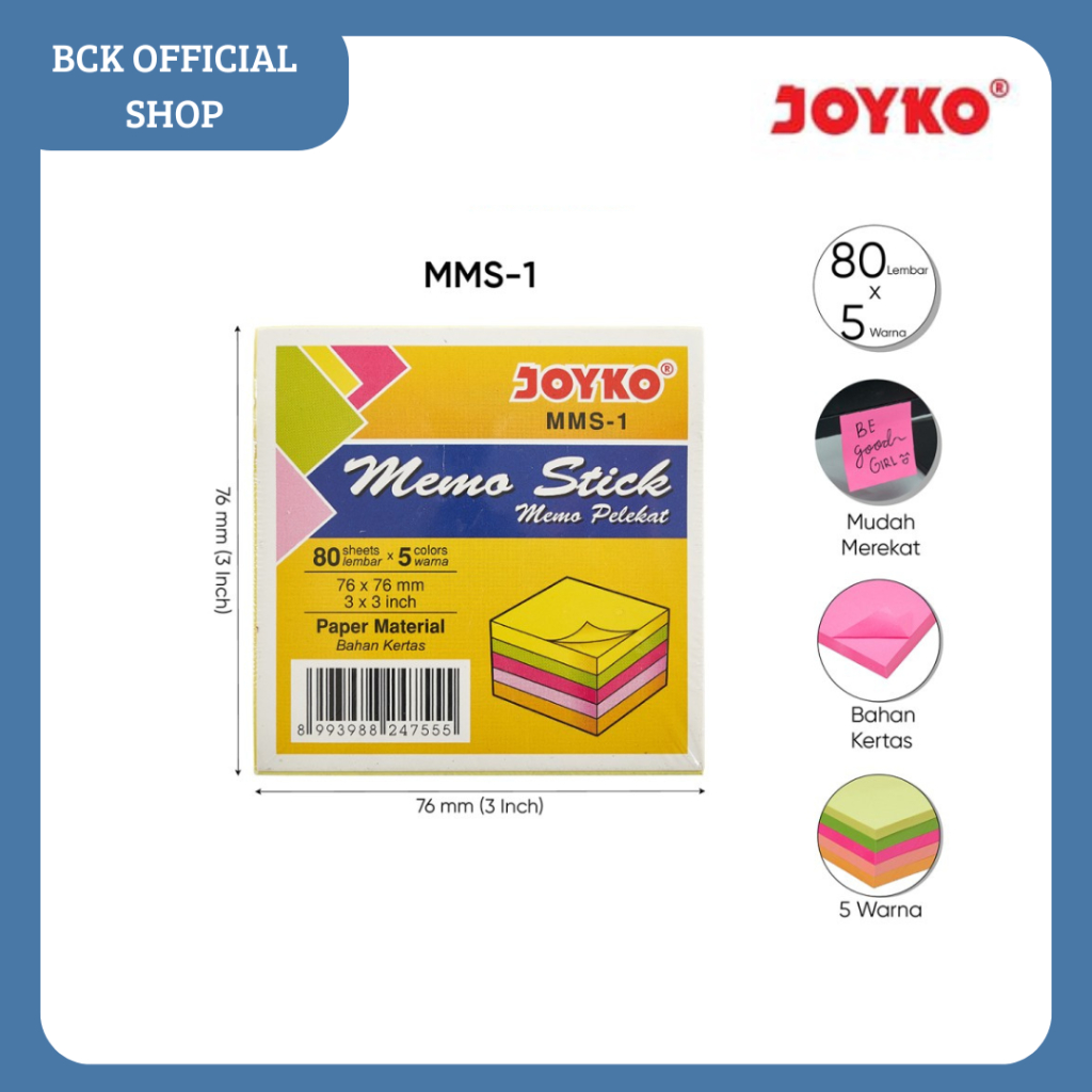 

Memo Stick Kertas Memo Tempel Sticky Note Joyko MMS-1 (SET)