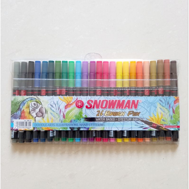 

[ MURAH ] Spidol Brush Pen Calligraphy Pena Kuas 24 Warna Snowman BM-24