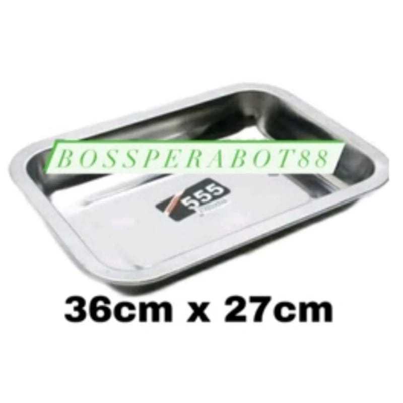 Nampan persegi stainless 36 x 27cm / baki stainless stell persegi 36cm x 27cm
