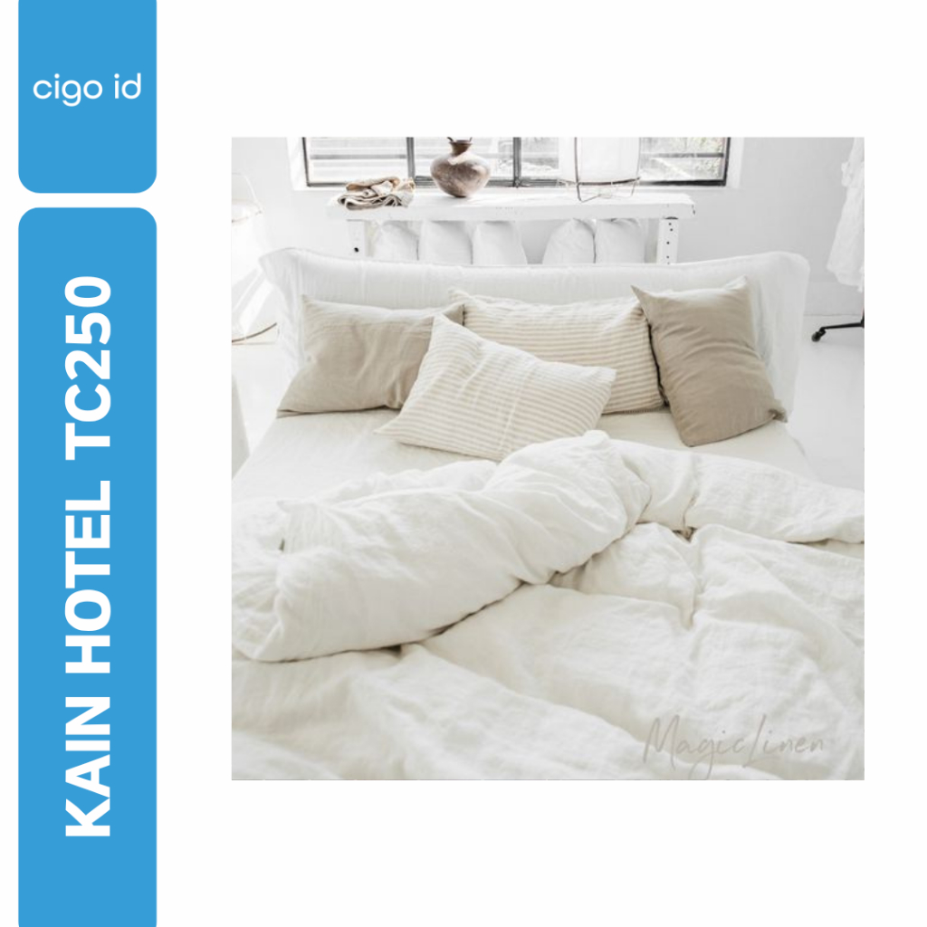 KAIN SPREI PUTIH PREMIUM POLOS / EMBOSS - KAIN HOTEL METERAN  BAHAN KATUN TC250