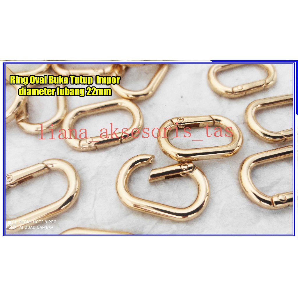 ---RING OVAL BUKA TUTUP #620 diameter lubang 22mm - GANTUNGAN TALI TAS IMPOR - RING O BUKA TUTUP - R