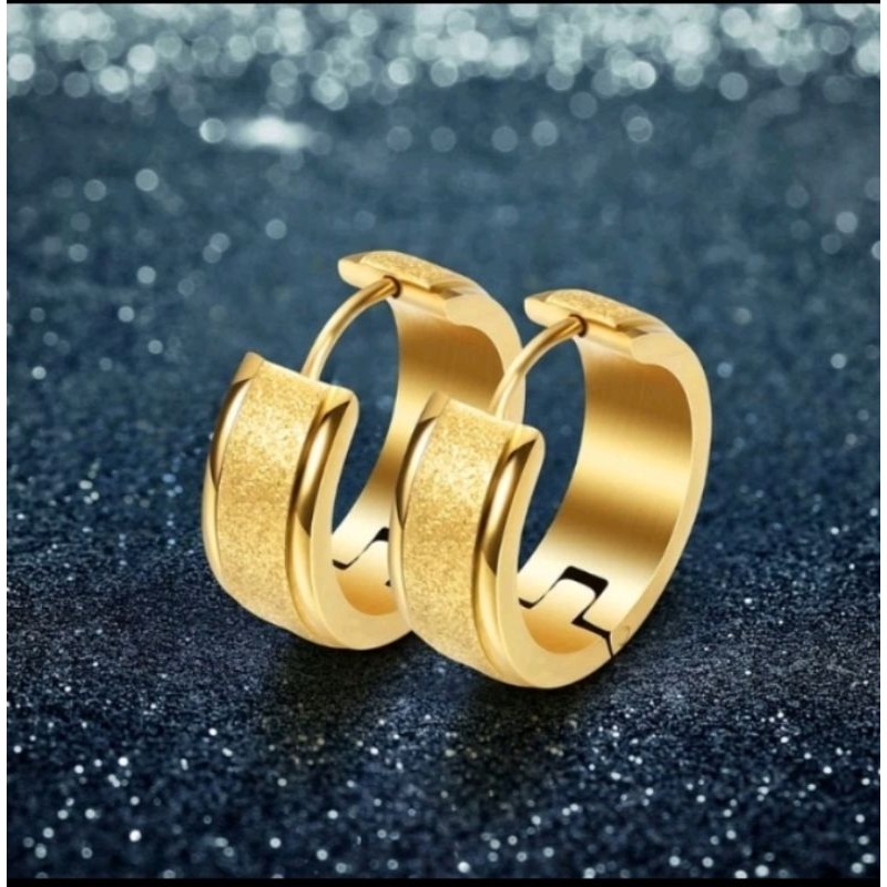 Anting hoop jepit gula titanium simple