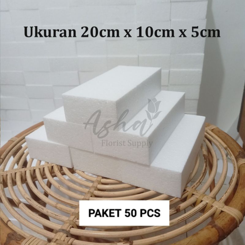 

[PAKET ISI 50 PCS] Ukuran 20x10x5 Sterofoam Buket / Gagang Buket / Gabus buket / Foam Buket