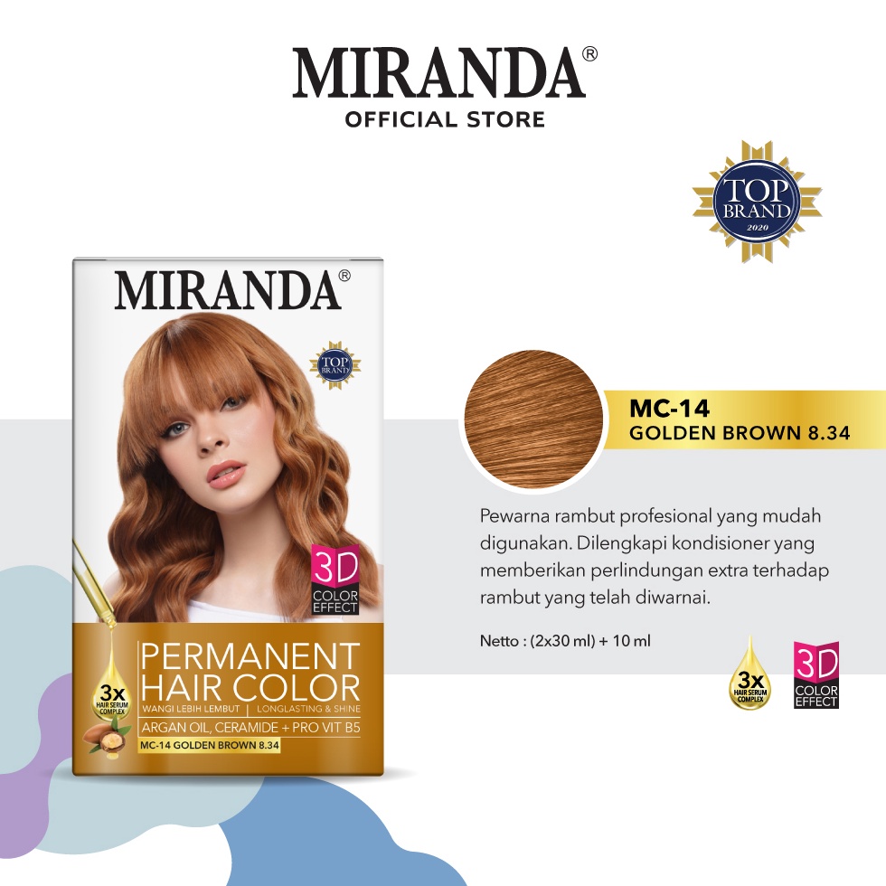 PRODUK TREND Miranda Hair Color Premium Semir Cat Pewarna Rambut MC 14 Golden Brown