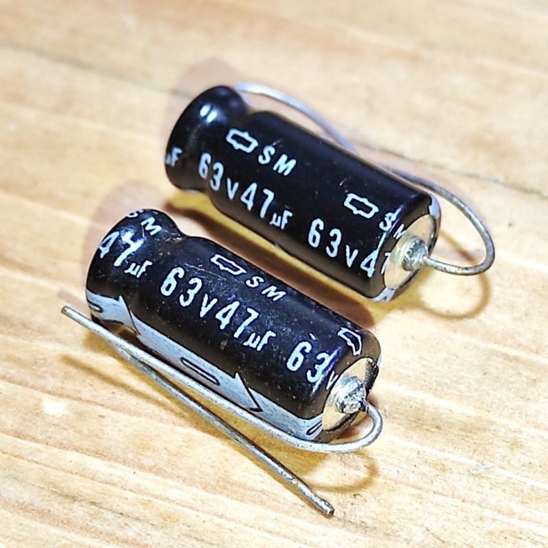 Elco 47UF 63V SM Axial Kaki samping ekko 47 uf 47mf 47mfd