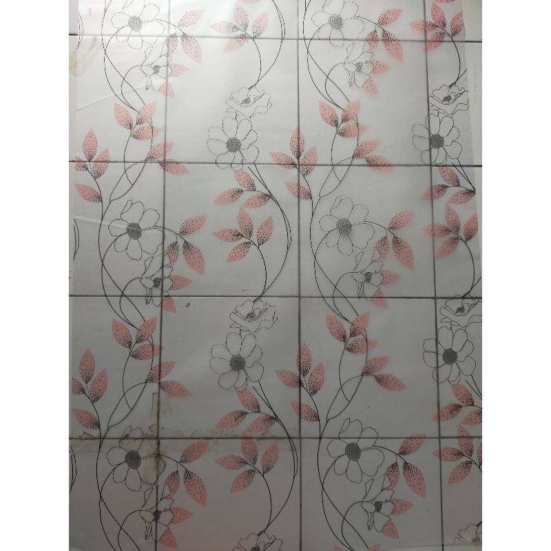 stiker kaca motif salur bunga merah besar