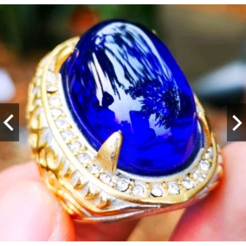 Batu permata blue siam Bangkok model oval jumbo