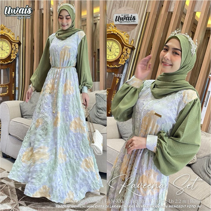 Uwais Raveena Dress Set | gamis set khimar raveena set by uwais hijab
