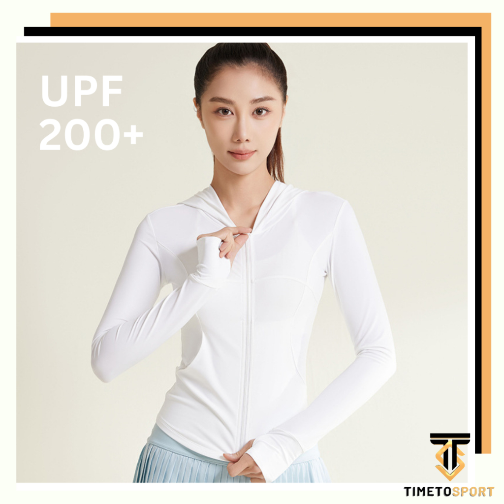 TIMETOSPORT Jaket Olahraga Anti UV Jaket Sport Lengan Panjang Wanita Gym Fitnes 1195