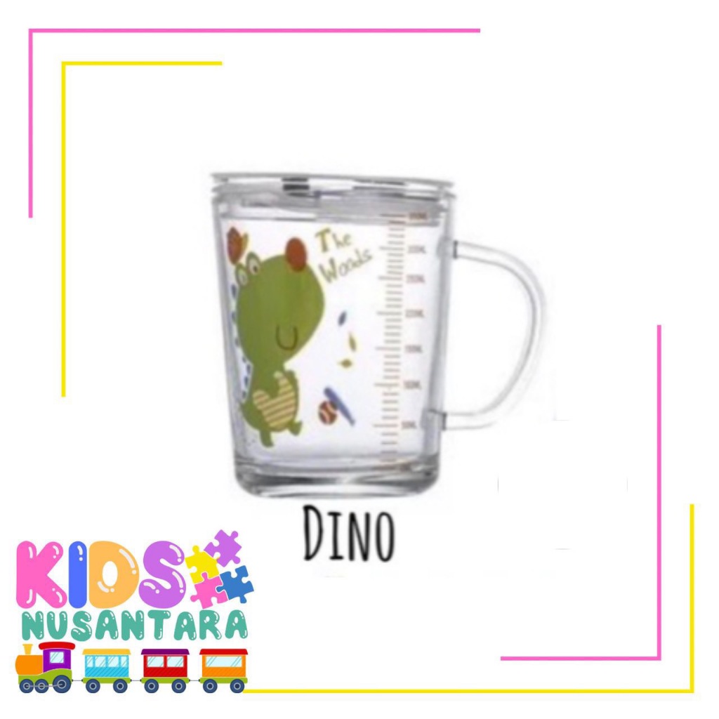 KN29 Gelas Kaca Anak Gelas susu plus sedotan Mug karakter