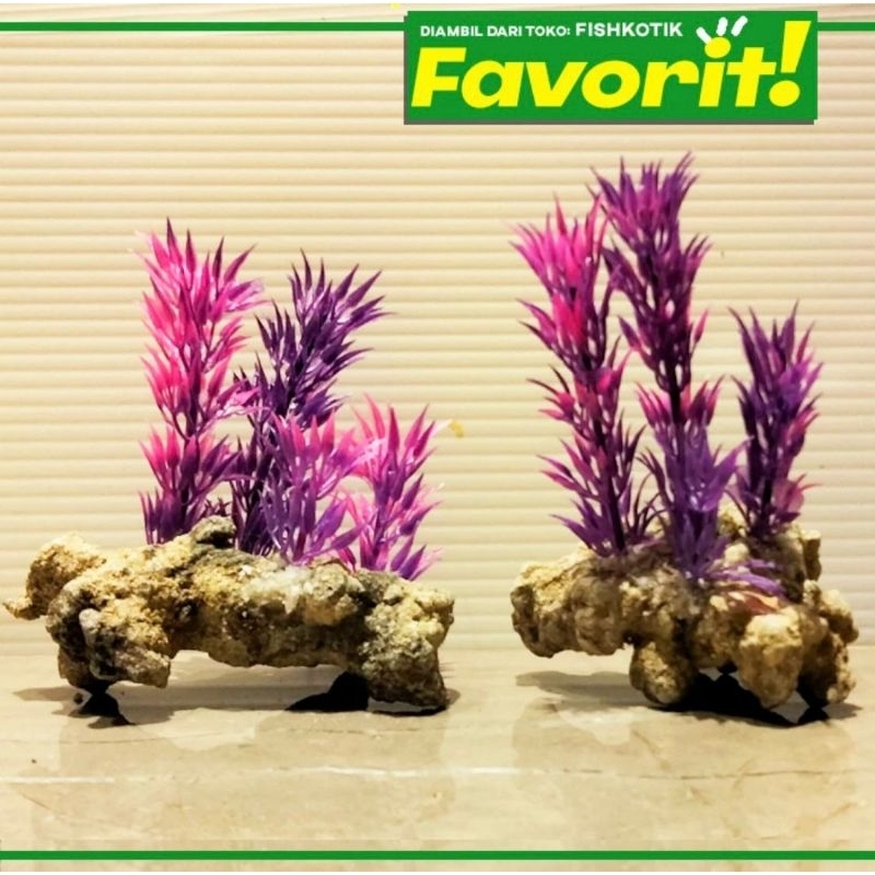 Tanaman Plastik Hydrilla Ungu Air Hiasan Aquarium Ikan Hias Aquascape