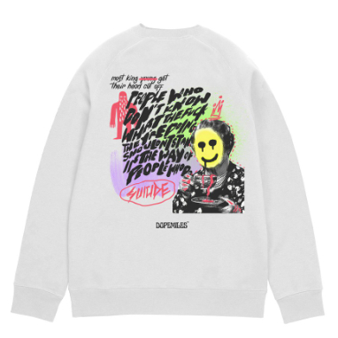 DOPEMILES - Suicide White Crewneck