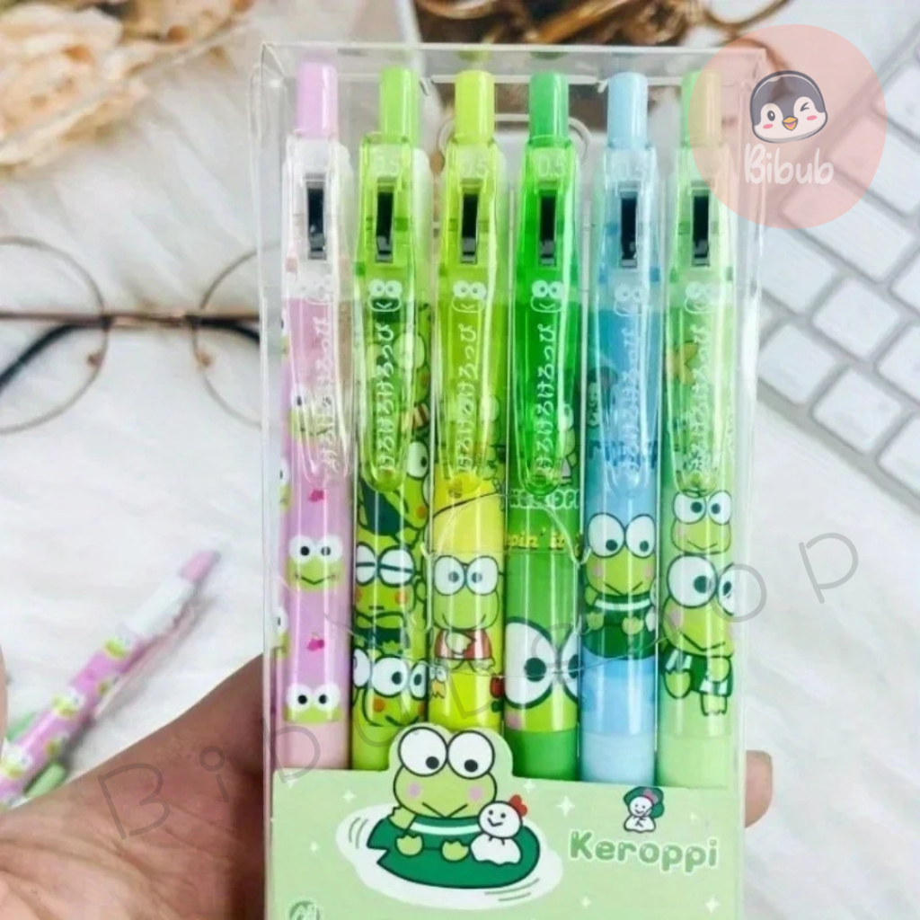 

PULPEN GEL MEKANIK 0,5mm 1 SET isi 6 Motif SANRIO KEROPI SERIES KEROPPI KIRBY MOROL KUROMI TINTA HITAM GEL / BALLPOINT BLACK / BALLPOINT HITAM OFFICE STATIONERY / ALAT TULIS SEKOLAH Kantor