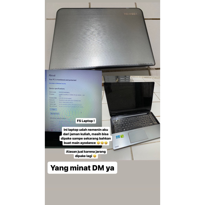 Jual laptop second Merek toshiba