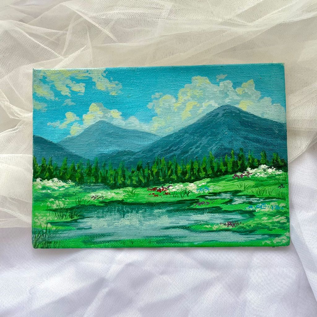 Lukisan pegunungan | Canvas Panel | lukisan di kanvas panel pemandangan aesthetic