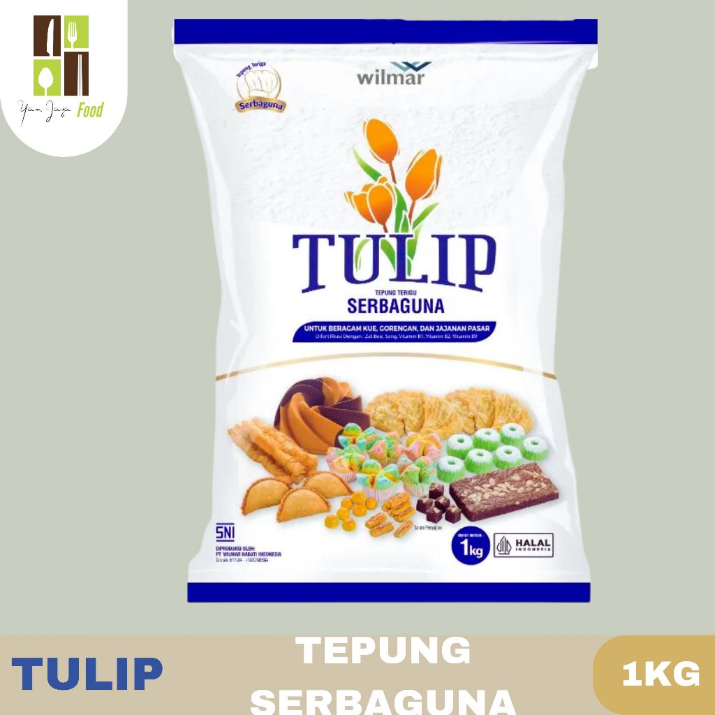 

Tulip Tepung Serbaguna / Tepung Terigu / Untuk Kue / Gorengan / Kemasan 1 KG Wilmar