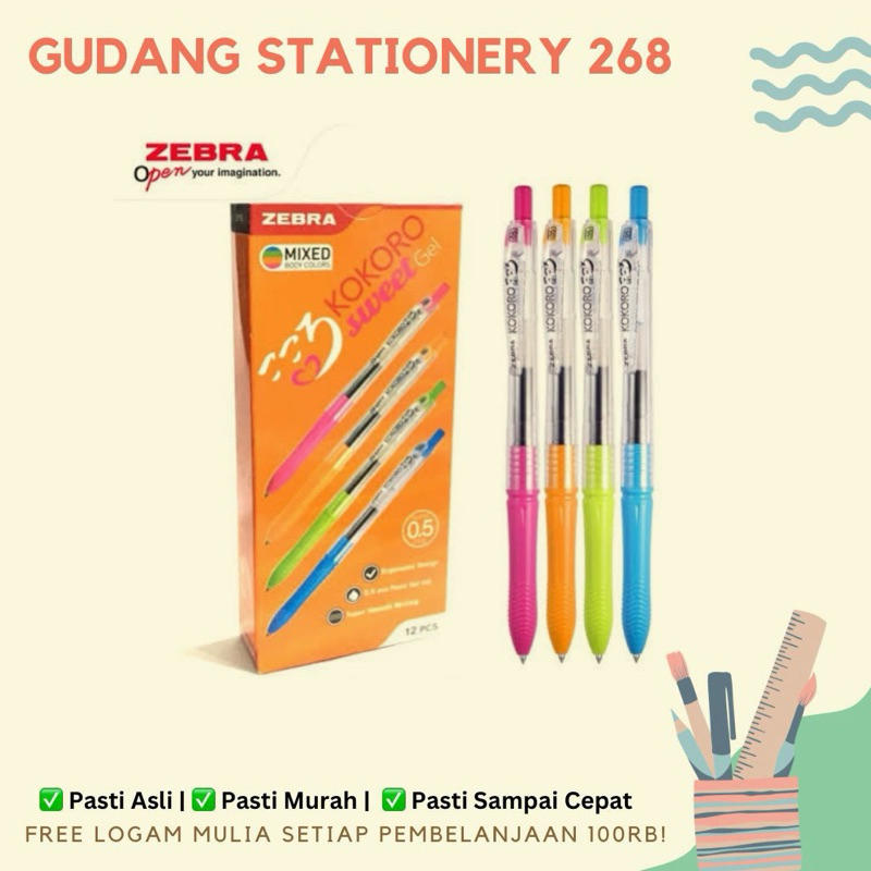 Pulpen Gel Zebra Kokoro / Gel Pen Zebra Kokoro