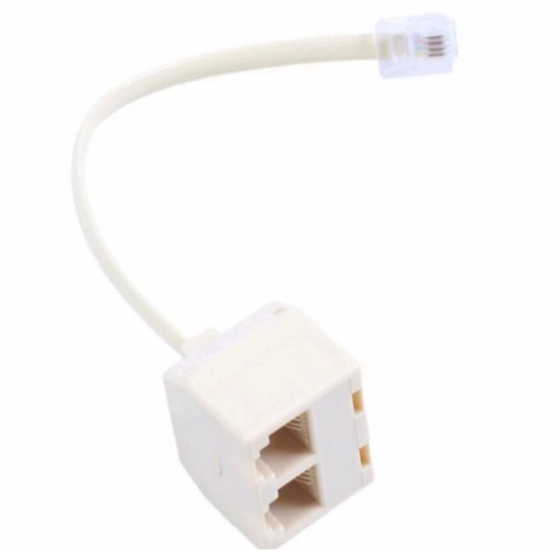 Splitter Telepon RJ11 1 to 2 Telephone phone Fax Jack Line Splitter