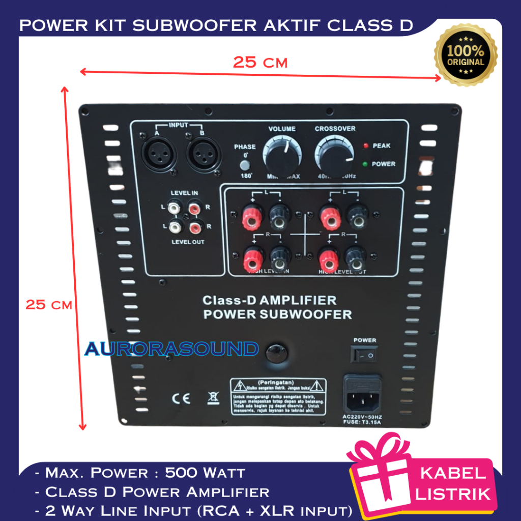 POWER KIT MESIN SUBWOOFER AKTIF CLASS D AMPLIFIER AMPLI SUB ACTIVE UNTUK 12IN 15IN 18IN
