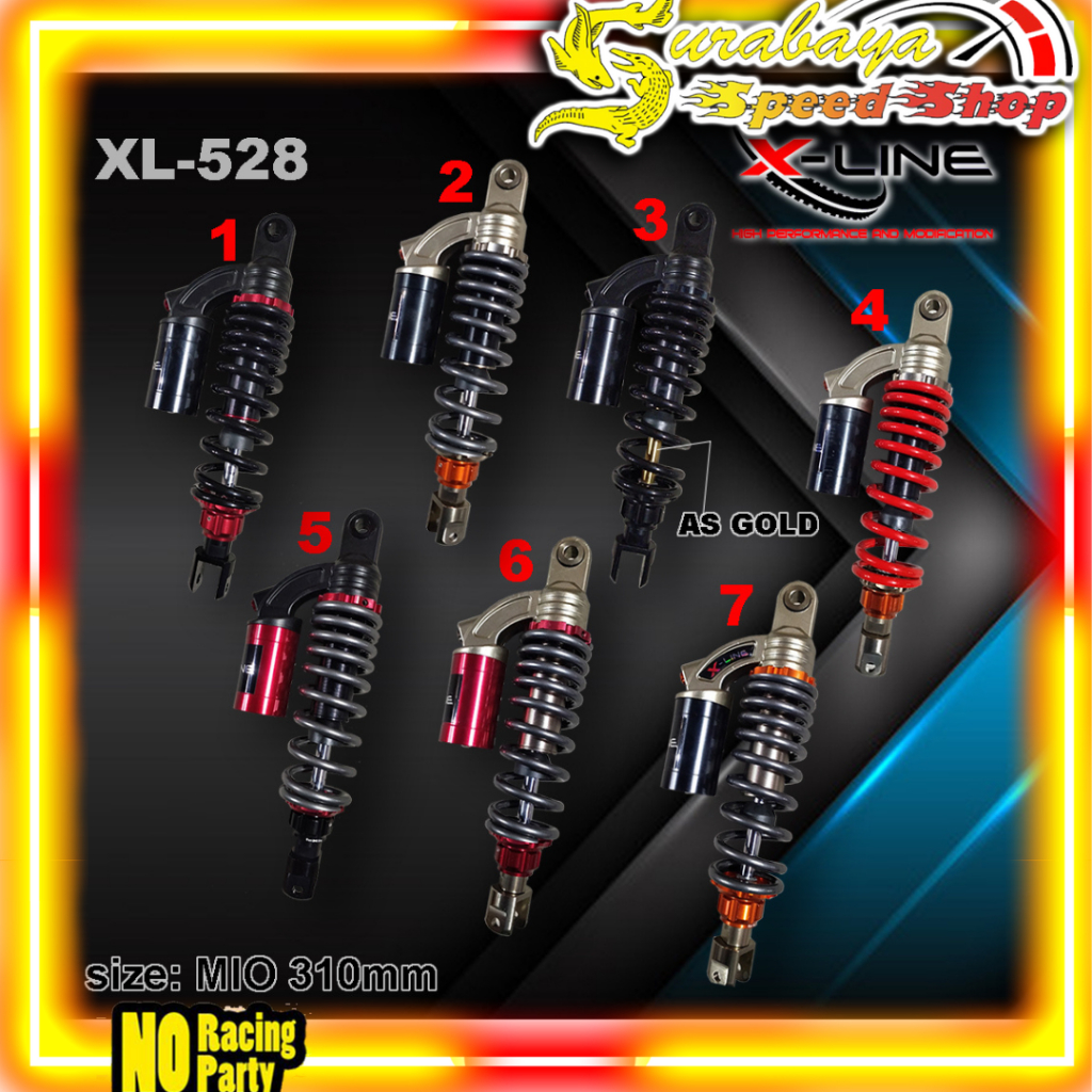 X-Line Shok Shock Shockbreaker Belakang Tipe 528 Mio Ukuran 310MM Original 100%