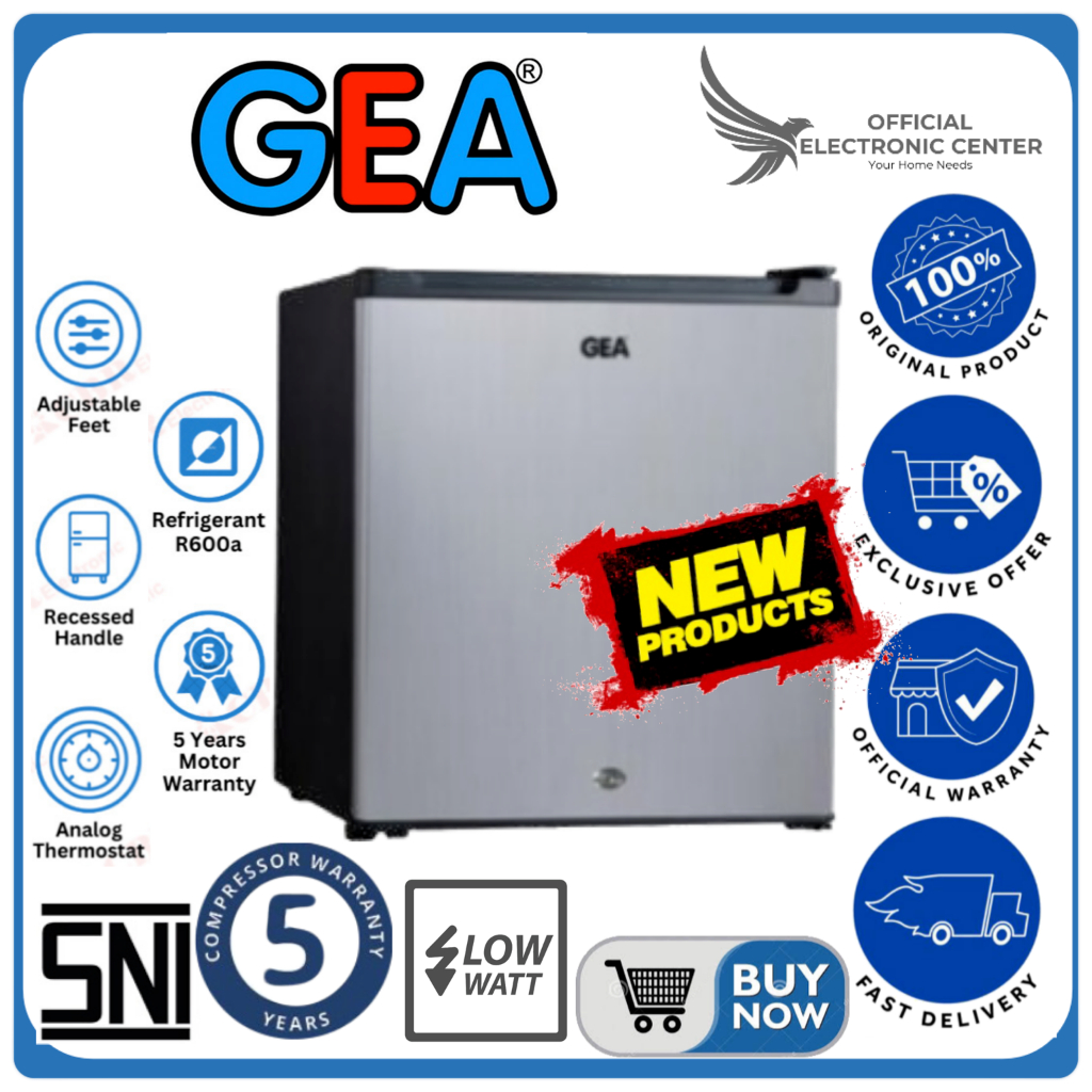 GEA KULKAS MINI BAR GMB-50 / GMB50 / GMB 50 PORTABLE RAK BESI 48L KULKAS MINI GEA LOW WATT