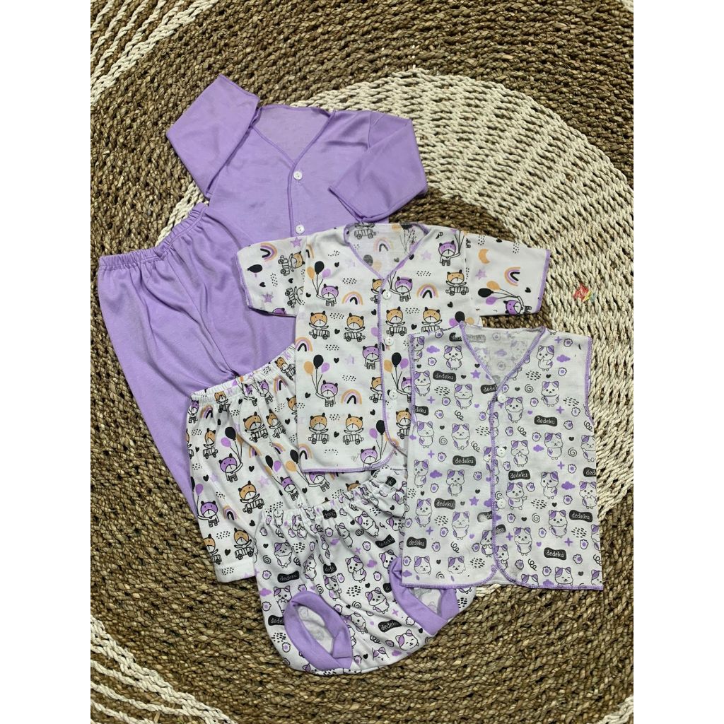 3 pcs setelan baju bayi newborn 0-3 bulan laki laki perempuan seri ungu