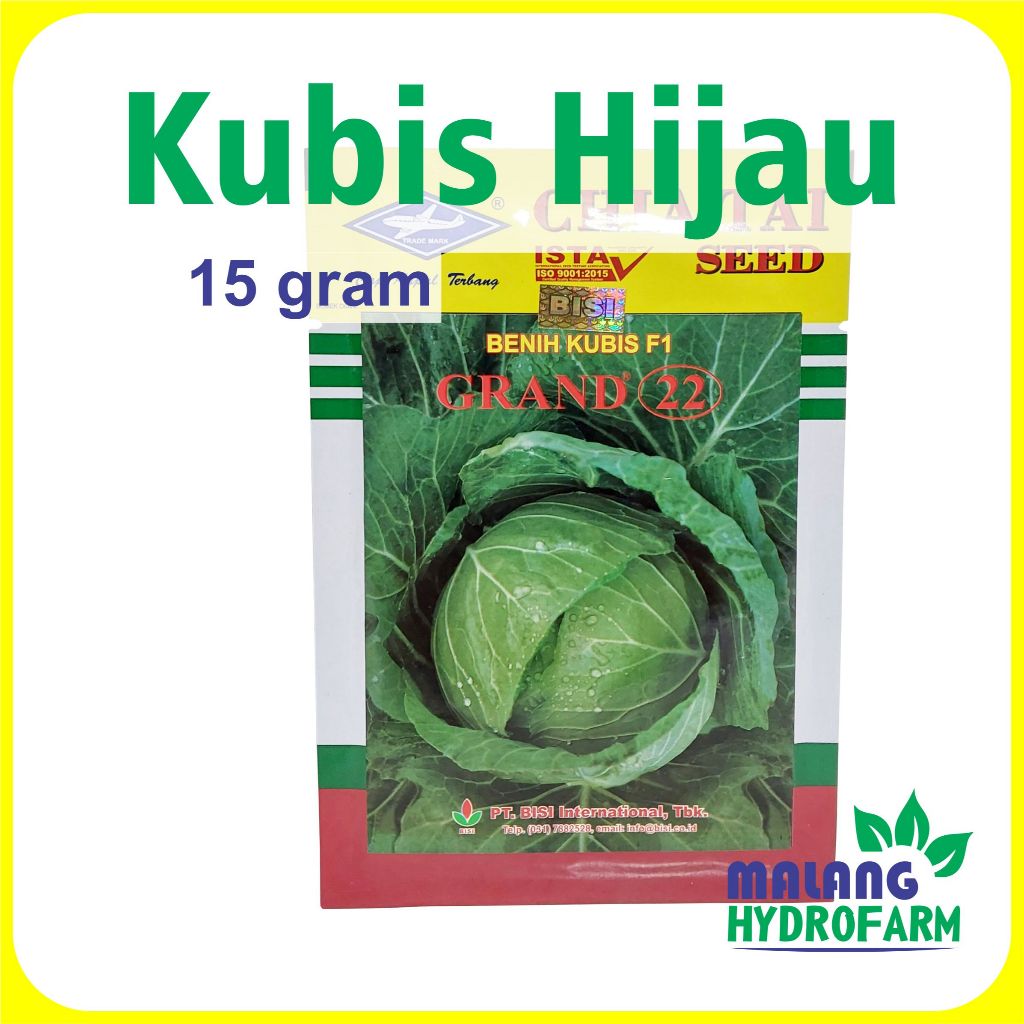 

Benih Kubis Hijau Grand 22 15 gram Cap Kapal Terbang dataran menengah tinggi bibit biji sayur sayuran polaris gubis kol ijo hydroponik hidroponik