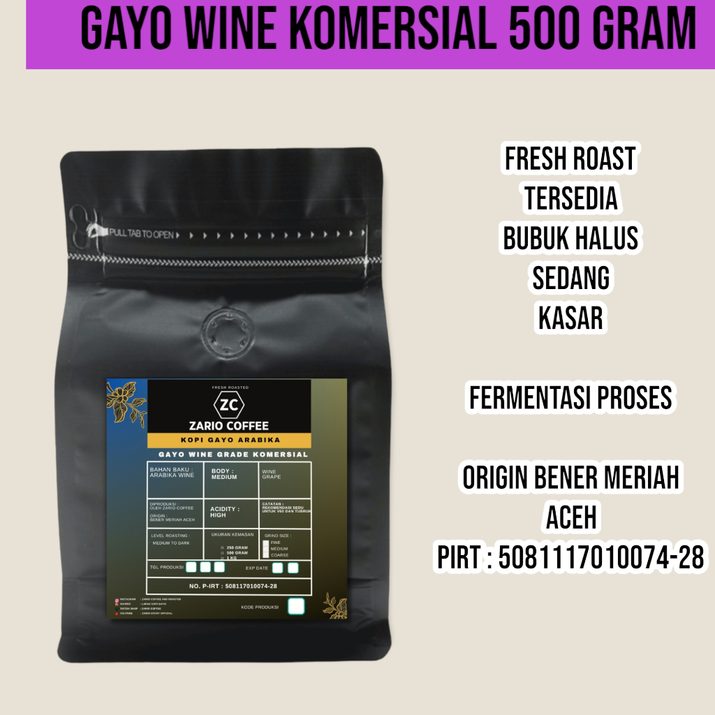 

Kopi Gayo Winey Murah Arabika Premium Komersial Grade Bubuk 500 gram