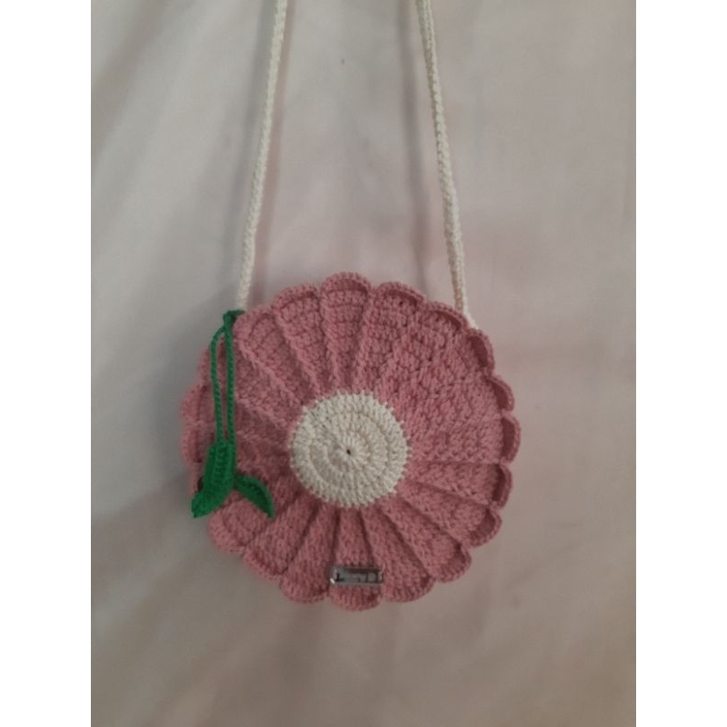Tas Rajut bulat Handmade motif bunga,,