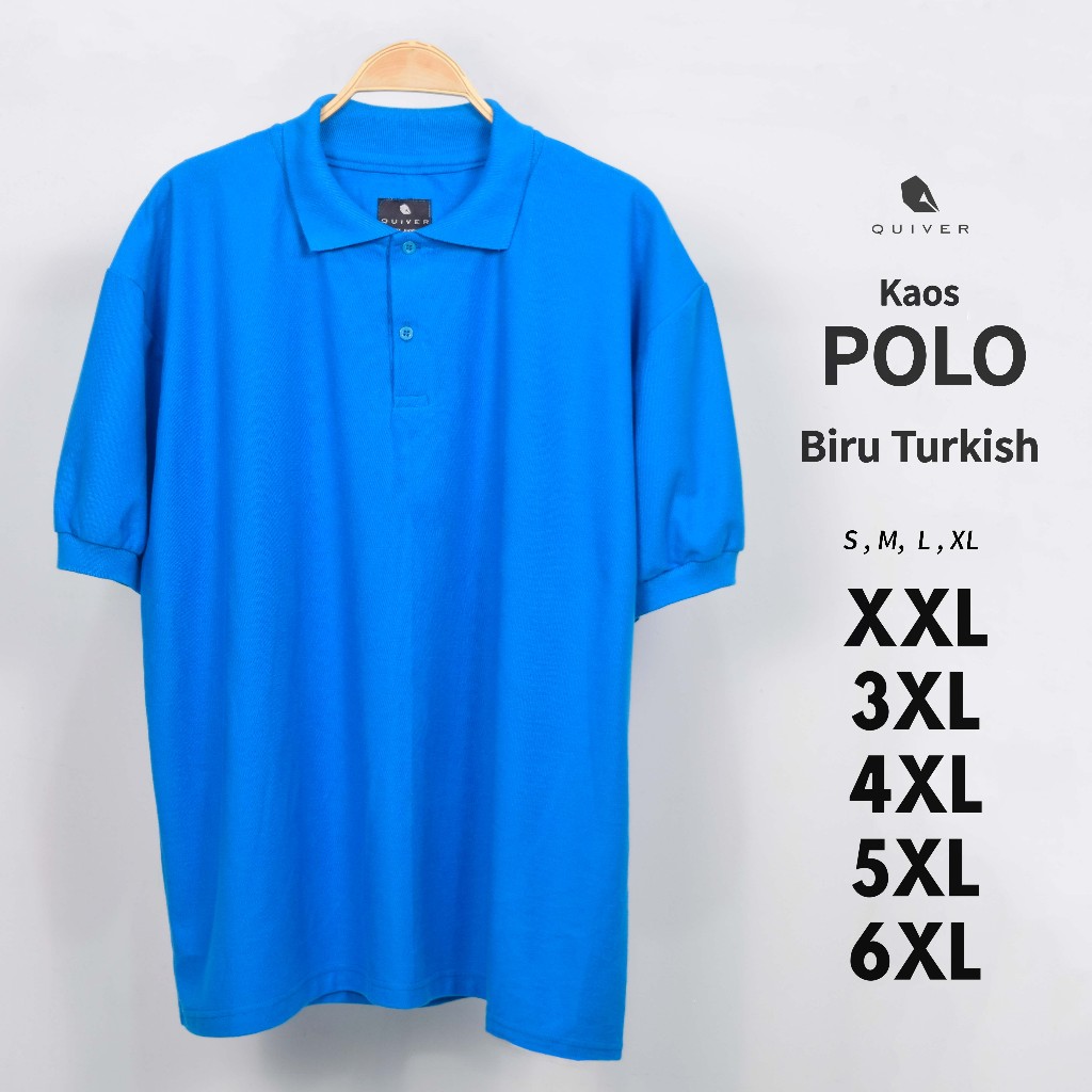 Kaos Polo Jumbo Biru Turkish Big Pria Size S M L XL XXL 3XL 4XL 5XL 6XL Kerah