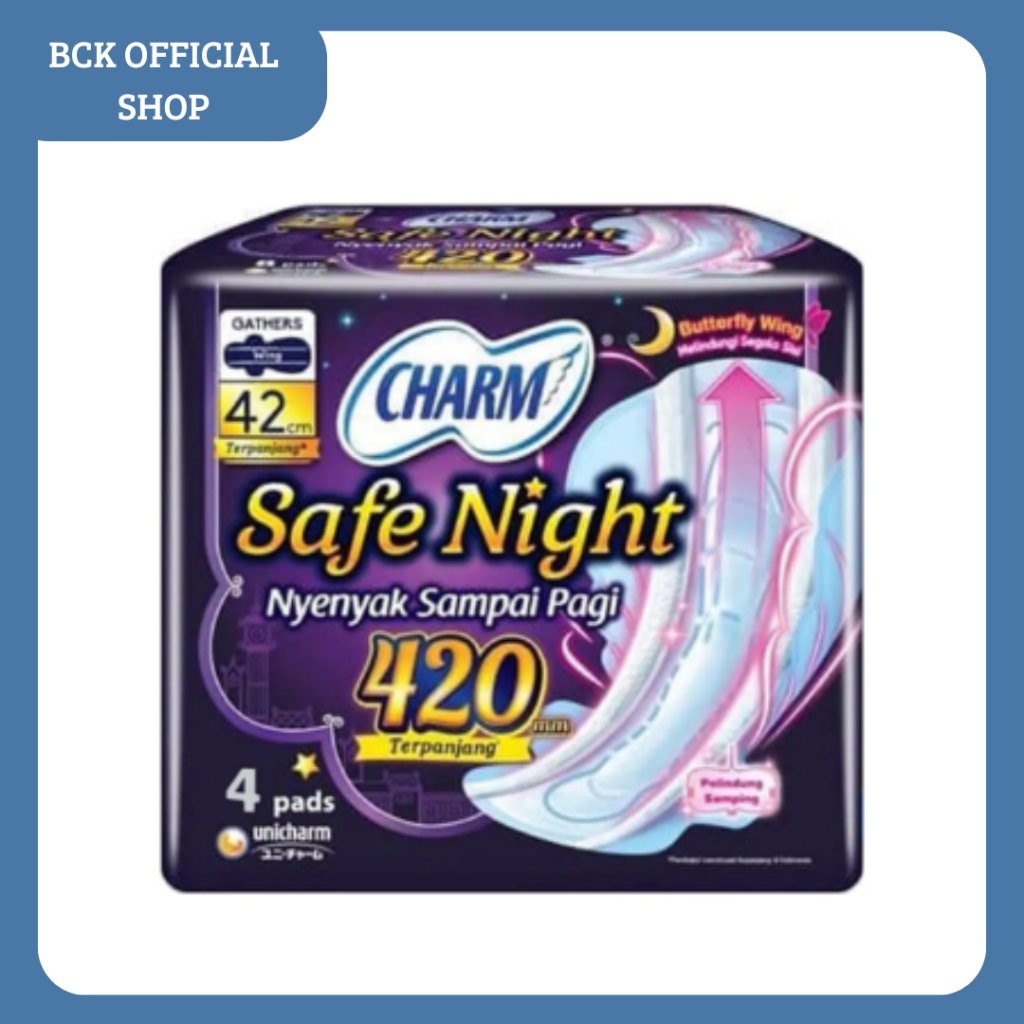 Charm Pembalut Safe Night 42cm Wing 4pads