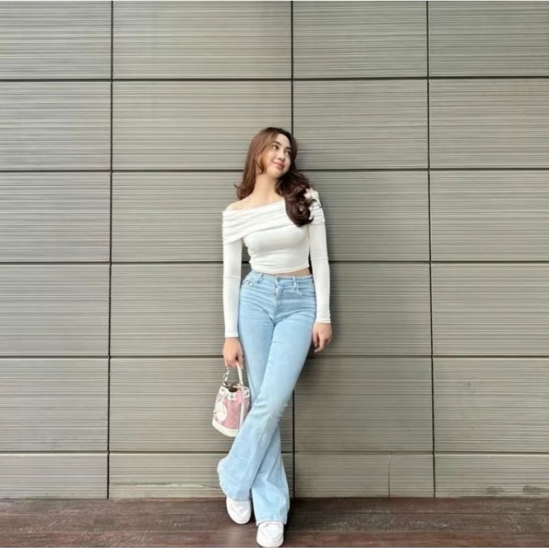 Celana Cutbray Jeans Wanita Haighwaist Jeans Cutbray Wanita Strecht