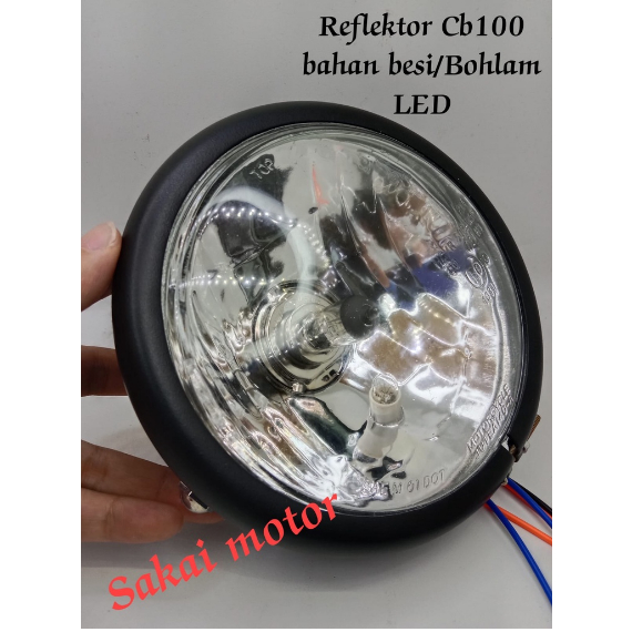 Lampu depan Head lamp Cb 100 / Reflektor cb100 bahan besi Bohlam LED