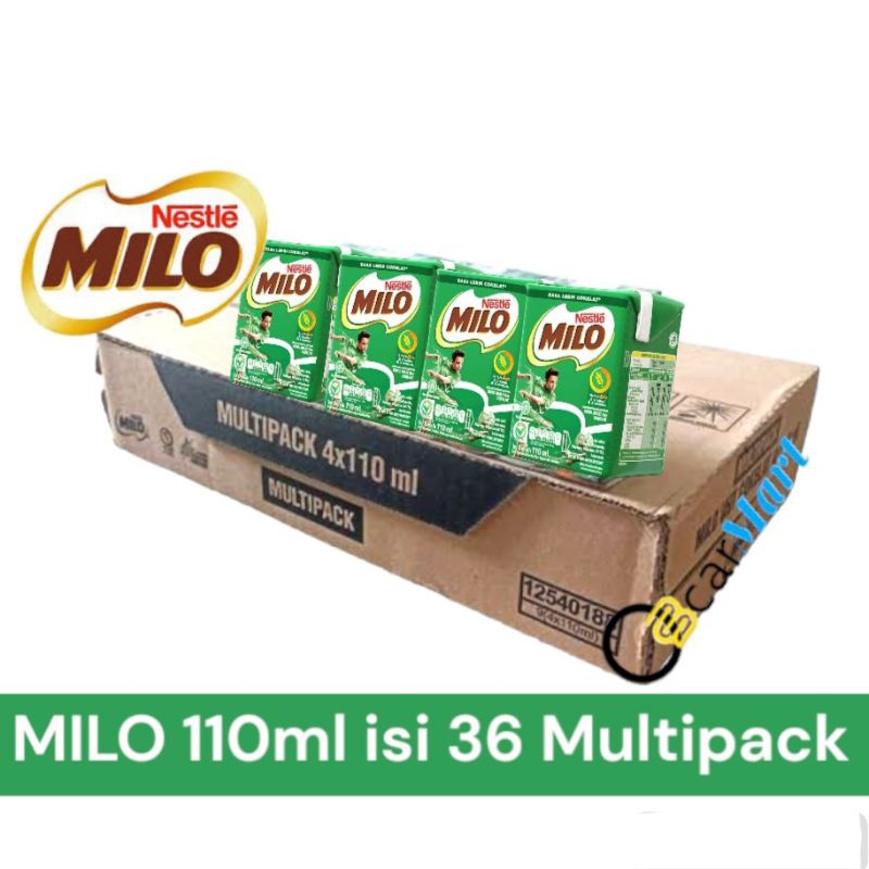 

Susu MILO 1 Dus 110ml isi 36 Multipack Susu Cokelat Malt Activ Go