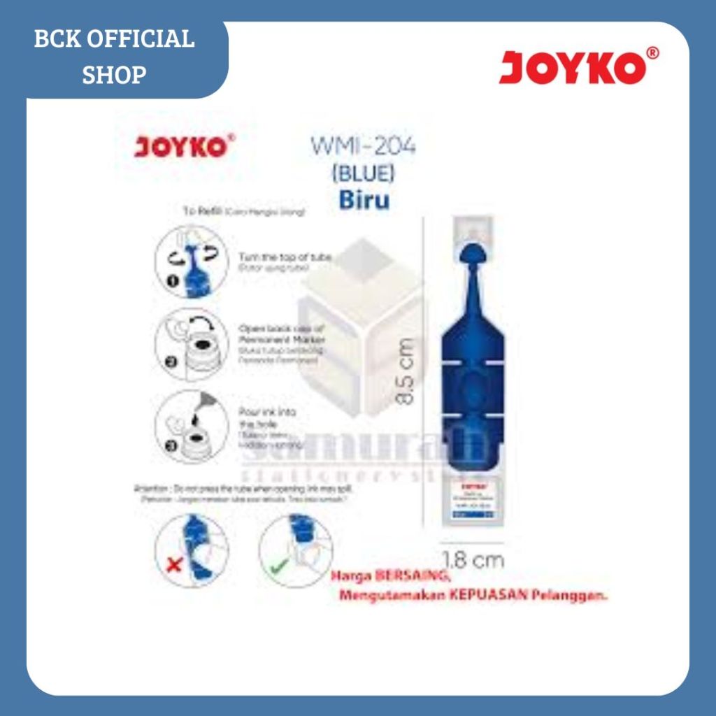 

Refill Tinta Spidol Refill Ink Whiteboard WMI-204 Biru Joyko (pcs)